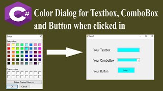 C# Color Dialog for TextBox, comboBox & Button when clicked in