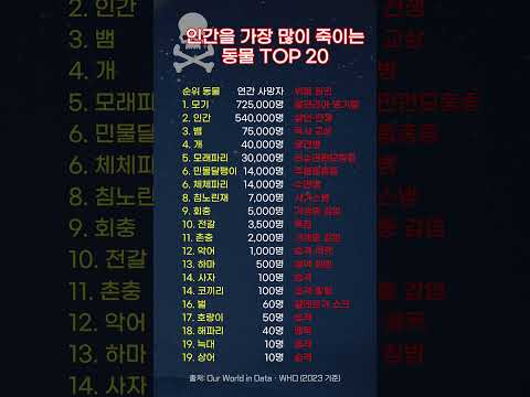 모기가1위 충격적인 위험 동물 랭킹