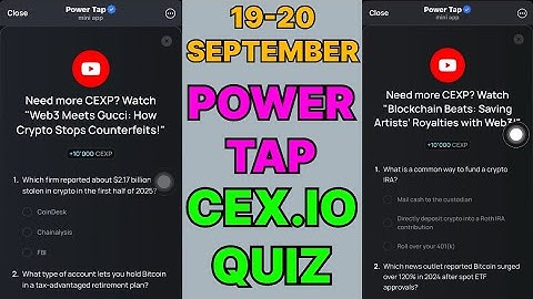 Cex.IO Quiz Answers Today 19 & 20 September | Cex.io Daily Quiz | Cex io daily combo | 