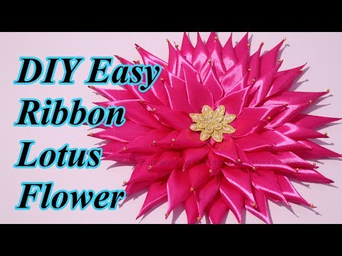 DIY Easy Crafts Ribbon Lotus Flower/Lotus flower making with ribbon/How to make ribbon #lotus flower