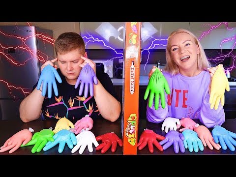 ТЕЛЕПАТИЯ 3 ЦВЕТА КЛЕЯ В ПЕРЧАТКАХ СЛАЙМ ЧЕЛЛЕНДЖ ?TWIN TELEPATHY SLIME GLOVES CHALLENGE // ЛИЗУН