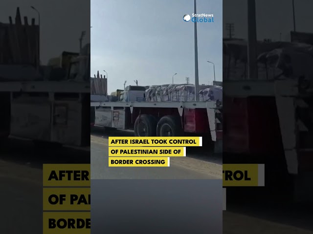 Aid trucks line up in #Egypt's #Rafah as #Israel takes control of border crossing | #gaza #shorts