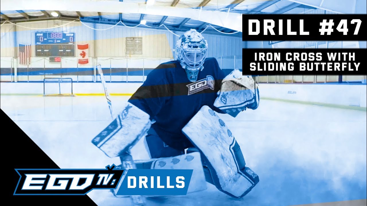 Elite Goaltending Development Drill Video #47 - Iron Cross with Sliding Butterfly