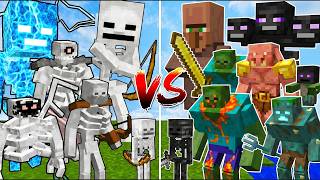 ALL SKELETONS vs ALL WITHER SKELETONS | MUTANT AND TITANS (Nuclear Explosions)- Minecraft Mob Battle