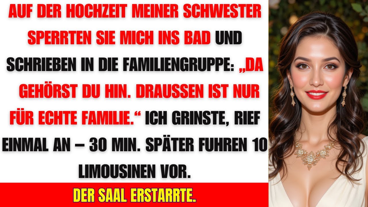 Sie sperrten mich bei der Hochzeit meiner Schwester ein – dann rollten 10 Limousinen vor!