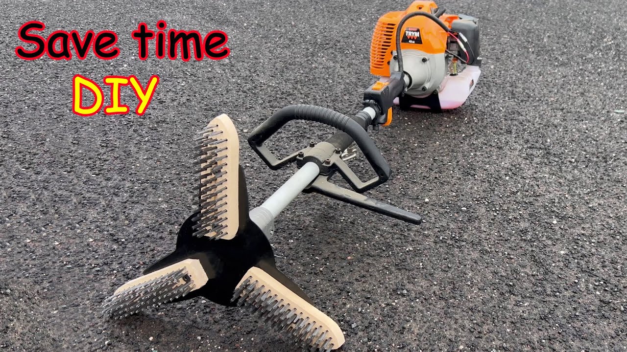 Homemade BRUSH for TRIMMER? how to make Wire brush for TRIMMER?? + EXPERIMENT /  brush cutter tools