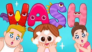 wash wash wash my face song - education nursery rhymes for kids and children