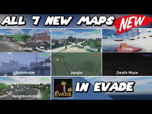ALL 7 NEW EVADE MAPS (SECRET MAP & DEATH MAZE) 