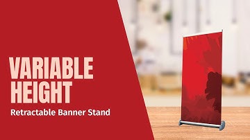 Variable Height Retractable Banner Stand Product Video Tabletop or Ground-Level Portable Display