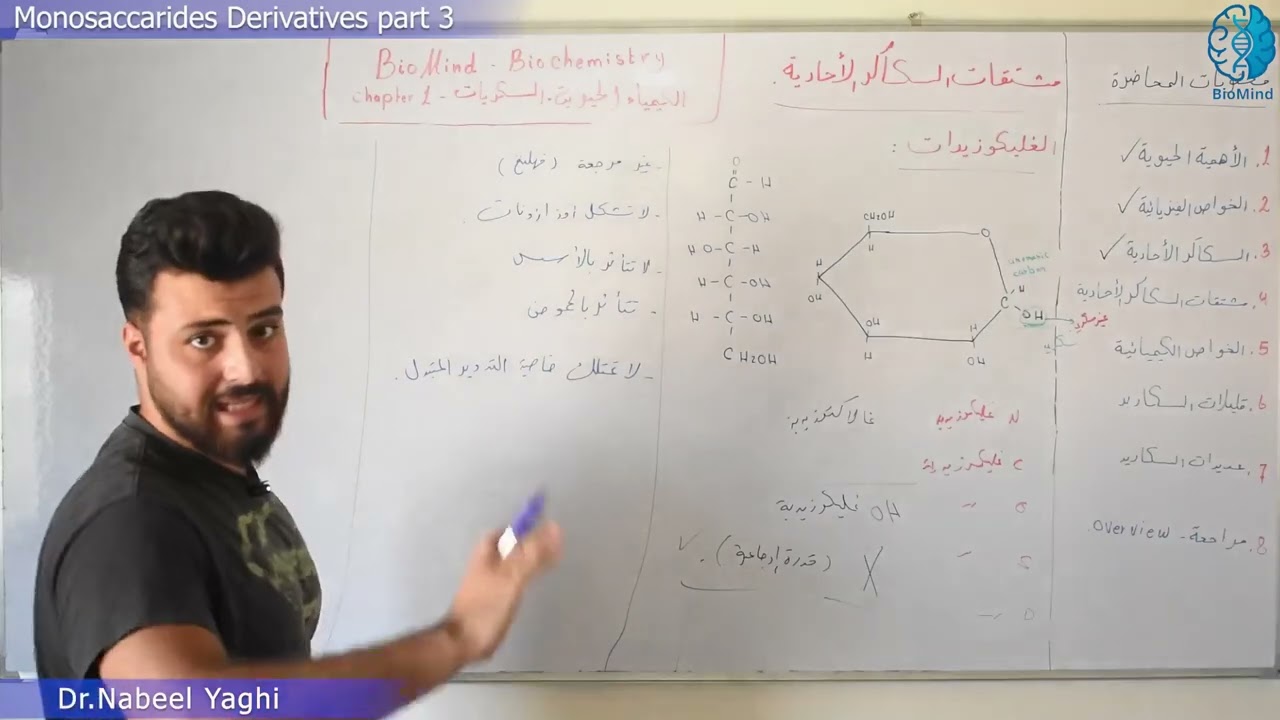 السكريات 11 _ مشتقات السكاكر الأحادية 3 _ BioMind Biochemistry _Dr.Nabeel Yaghi