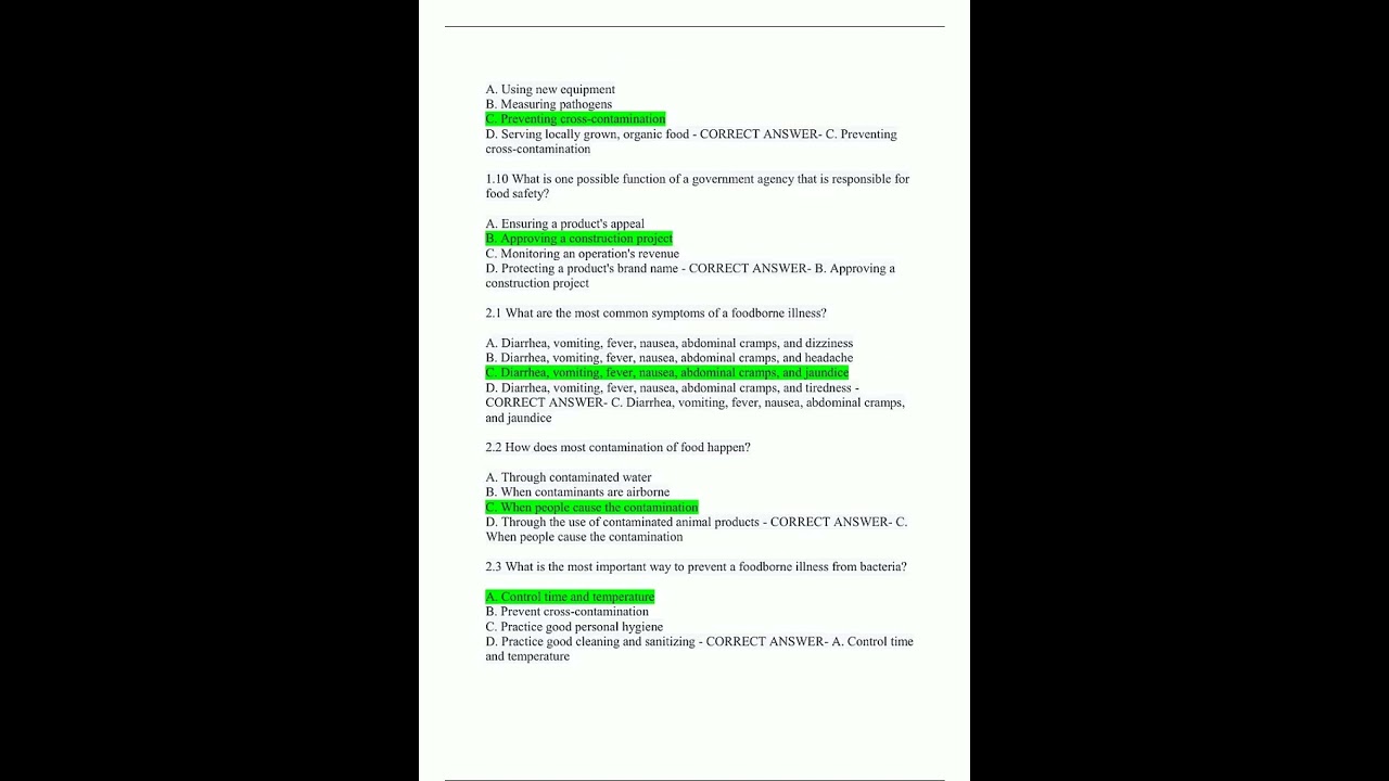 Servsafe Manager Exam Latest 4 Different Versions Each With 100 Qs And Ans   Servsafe Manager Exam