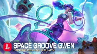 Space Groove Gwen Chroma - League of Legends Fanart Painting Process