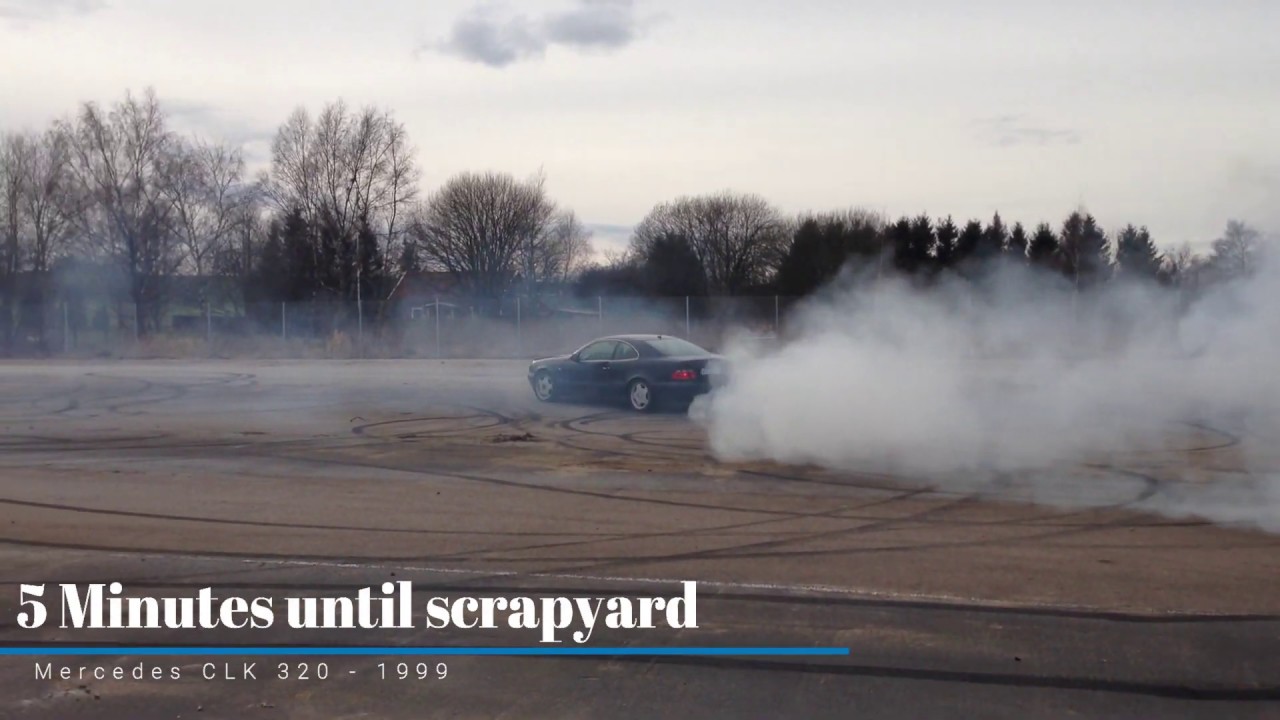 Trying to drift a crashed Mercedes CLK 320 -99 - YouTube