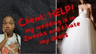 Wedding DRESS Alteration, adding rhinestone panels. Fashion Designer, Day In The Life. Episode 6