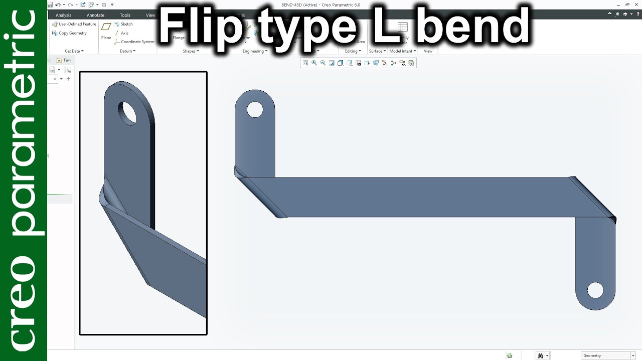Sheet Metal Bend Flip type L bend in Creo Parametric YouTube