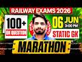 Railway Exams 2026 | Static GK Marathon - Top 100+ MCQ's 💯 | Shashank Sir