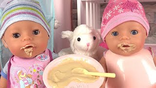 Routine Du Matin Poupons Morning Routine Bebe Mange Puree Et Douche Youtube