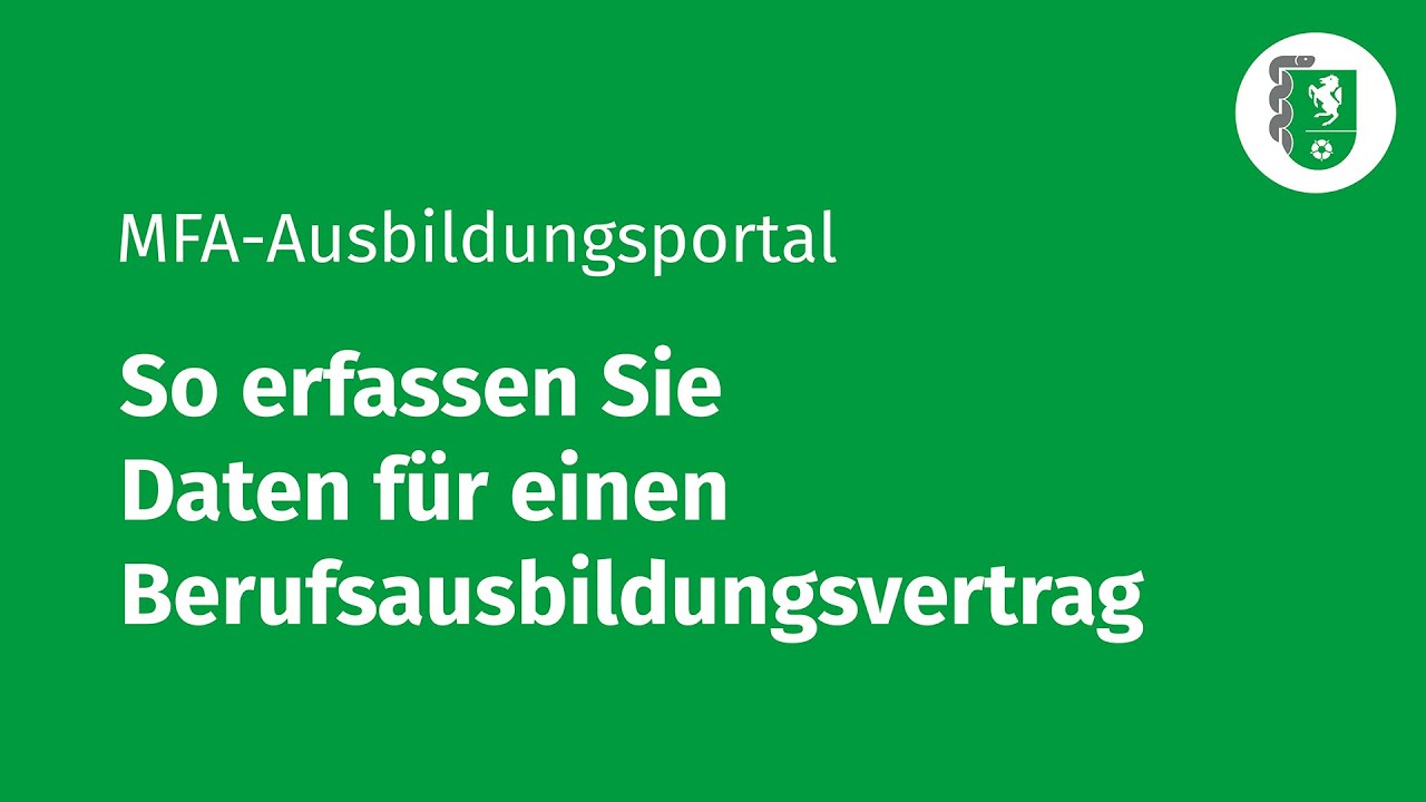 Erklärvideo Einen Ausbildungsvertrag für Medizinische Fachangestellte