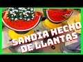 🍉COMO HACER MACETAS CON LLANTAS USADAS -✅ SANDIA HECHO DE LLANTAS DE CARROS -  HACER MACETAS FACIL