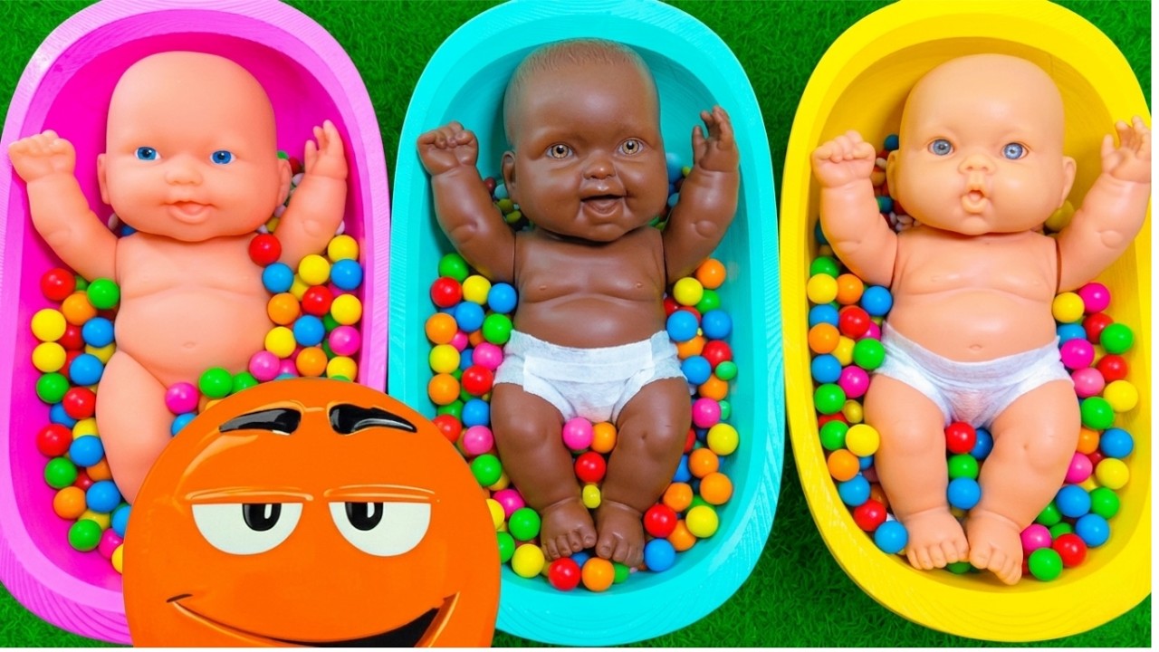 Full of 3 Rainbow BathTubs Candy with M&M's & Magic Slime Cutting Video