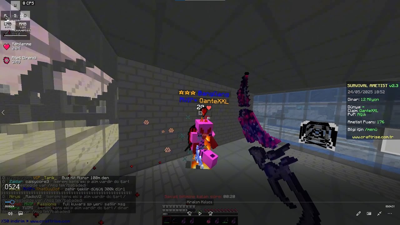 Survival Ametist İlk Buz kılıcı Kesme Kralvs Kral 19x kesme