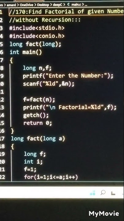factorial without recursion iN 🧲 PrOgRaMmInG 🍉🥝🥥 - YouTube