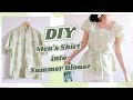 Refashion DIY Men's Shirt into Summer Blouse / 古着リメイク / Thrifted Transformations / COSTURAㅣmadebyaya