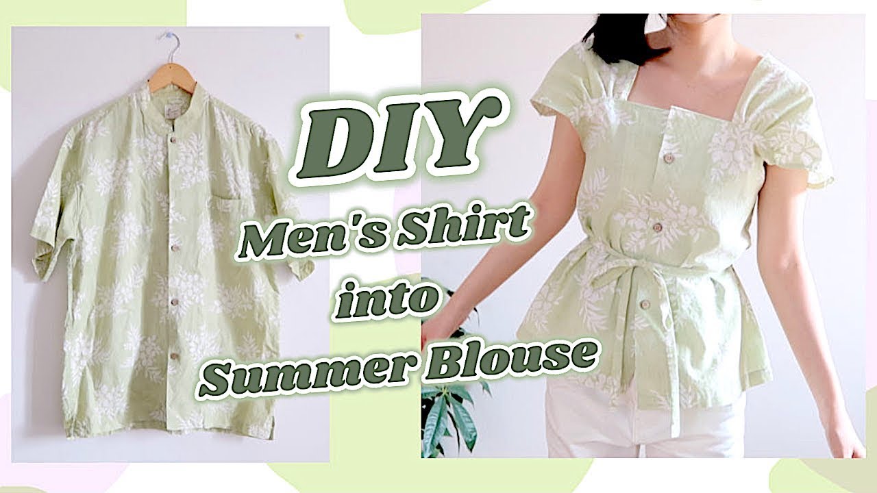 Refashion DIY Men's Shirt into Summer Blouse / 古着リメイク / Thrifted Transformations / COSTURAㅣmadebyaya