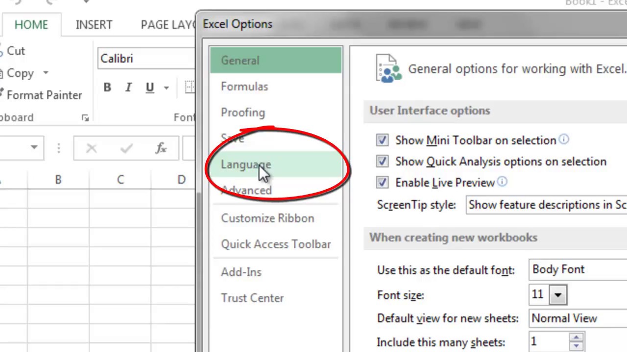 How To Change the Language On MS Excel From English to Any ...