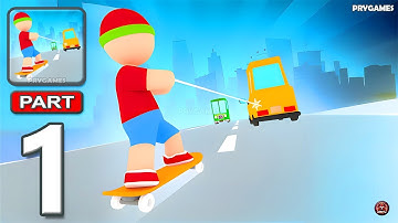 Hook & Roll - Gameplay Walkthrough Part 1 - Hook Skate Ride (Android, iOS)