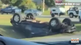 Garbage tractor-trailer overturns in crash with pickup near Neosho