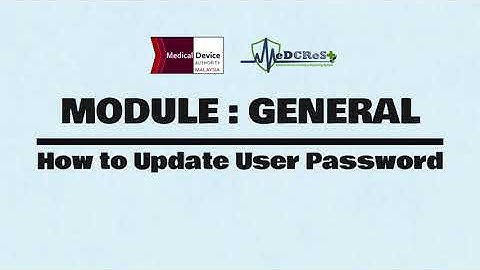 [ MeDCReSt ] General Module - 5) How to Update User Password