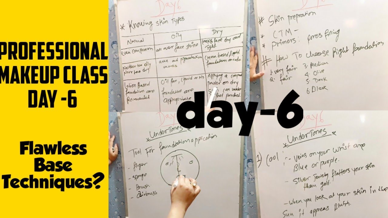 Professional Makeup Class Day 6|| Flawless Base Techniques || Undertones || by Sana