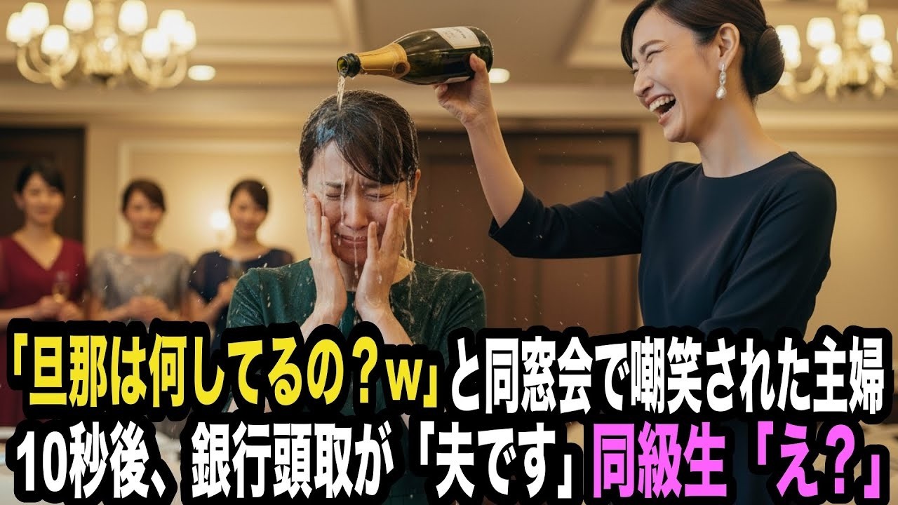 「旦那は何してるの？w」と同窓会で同級生たちに嘲笑された主婦。10秒後、銀行頭取が「夫です」同級生「え？」