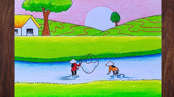 How to draw scenery | Vẽ ĐỀ TÀI PHONG CẢNH QUÊ HƯƠNG #vetranh