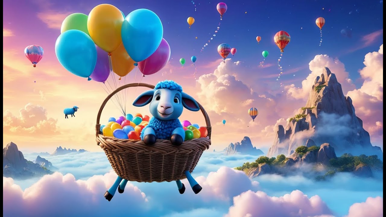 Baa Baa Blue Sheep’s Balloon Ride | Fun Adventure Song for Kids | Colorful Balloon Journey