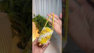 🧶 Turn colorful yarn into this adorable crochet cup holder! ✨ Cute, cozy, and handmade with love.