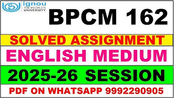 BPCM 162 solved assignment 2025-26 in English || bpcm 162 solved assignment 2026 || bpcm162 2025-26