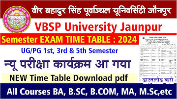 Vbspu Time table Download 2024-25। UG 1St, 3rd, 5th Semester। परीक्षा टाइम टेबल कैसे डाउनलोड करे।