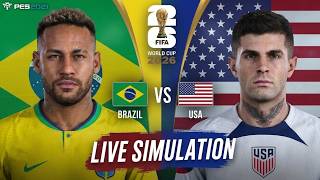 🔴 LIVE SIMULATION | Brazil vs Usa | World Cup 2026 Match-25 | eFootball PES 21 Update
