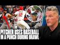 Pitcher Uses Baseball To Punch Batter In Braves vs Angels' Brawl | Pat McAfee Show