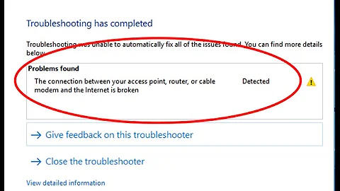 Fix The connection between your access point,router,or cable modem and the Internet is broken