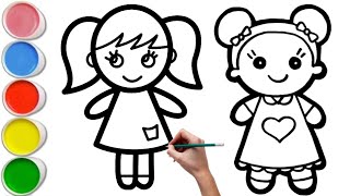 How to draw a girl for Kids & Toddlers | girl drawing easy step| Preschool Learning, Education Video