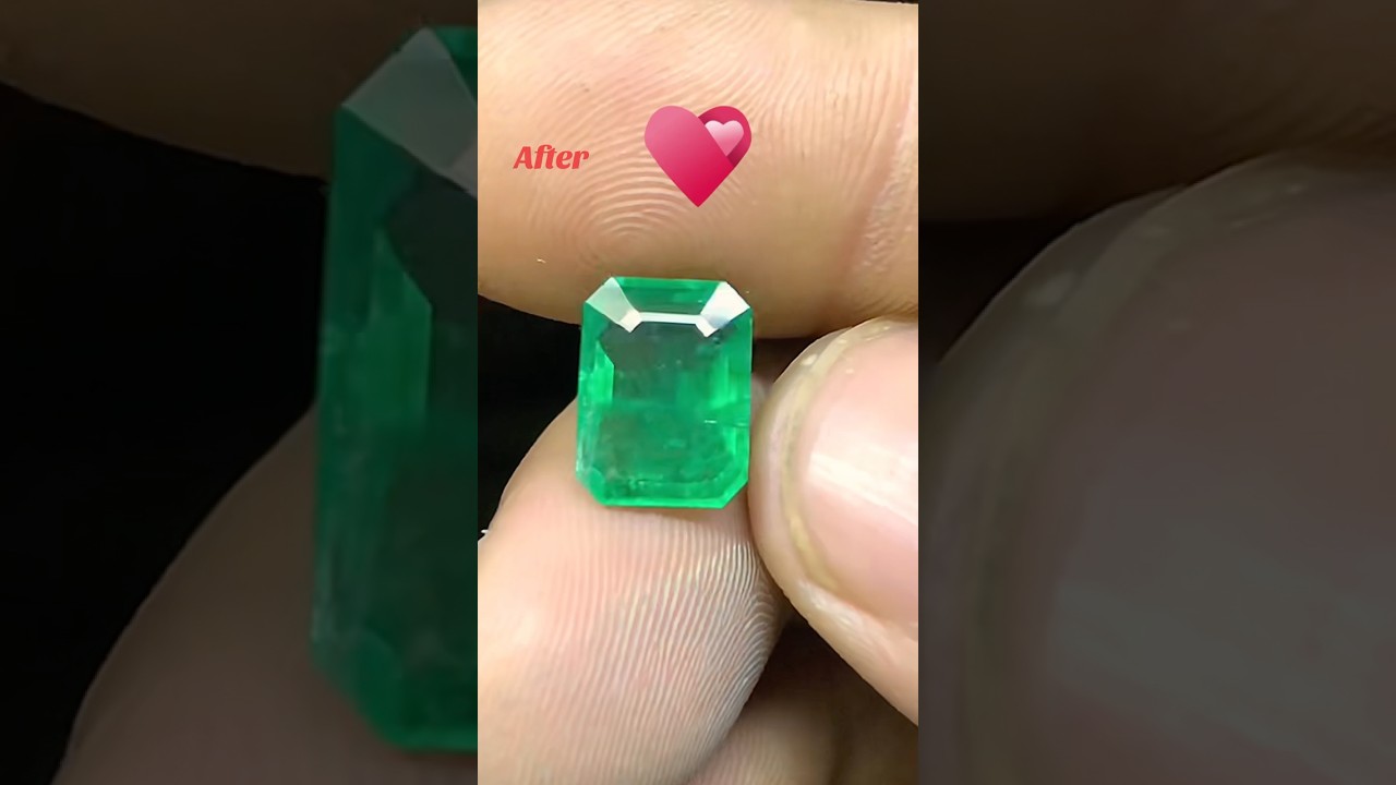 After recutting Emerald gemstone 