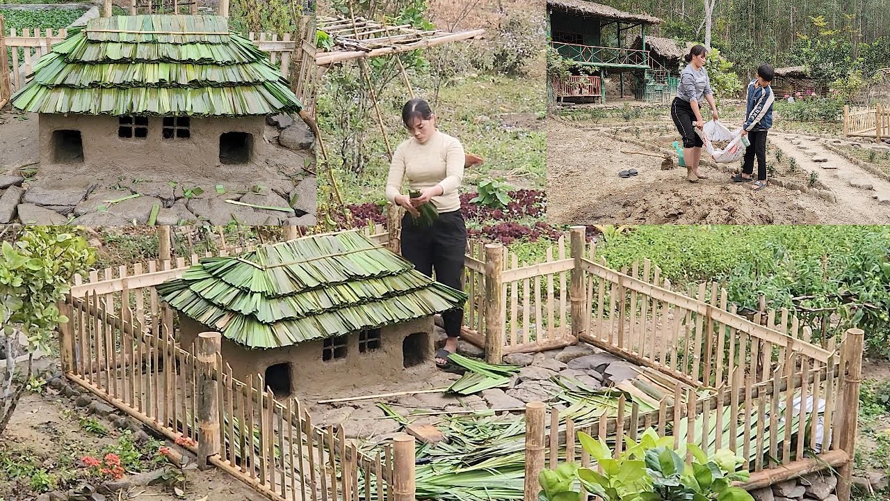Build a simple and beautiful MUD house for rabbits with a beautiful ...
