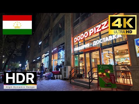 🇹🇯Tajikistan walk 2024 - Dushanbe 4K Night Walking Tour｜4K 60fps