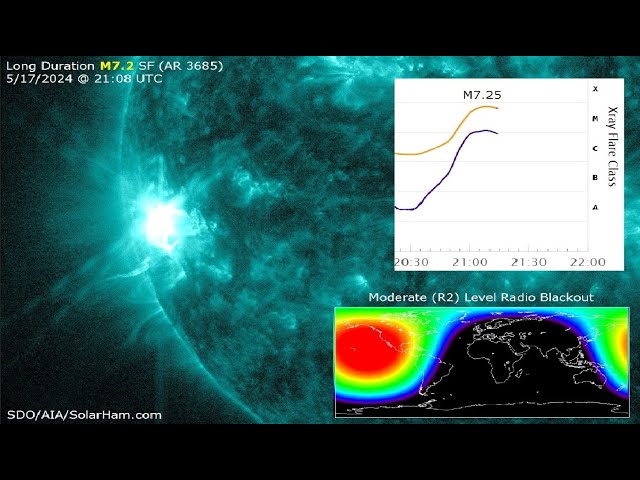 Long Duration M7.2 Solar Flare & CME - 7 Dead After Hurricane-Force Winds Pound Houston - Warp Drive class=