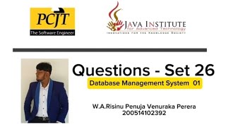 Question Set 26 | Database Management System | Java Institute