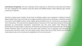 Stability of maize hybrids across environments using GGE biplot and AMMI analysis