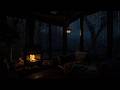 Cozy Rainy Night With Fireplace In A Cabin Peaceful Sounds For Deep Sleep 